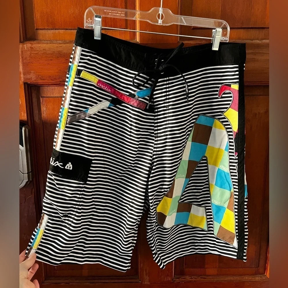Matix Gabe Kling Signature Boardshorts Stripe Surf Skate Swim Trunks Men’s Large